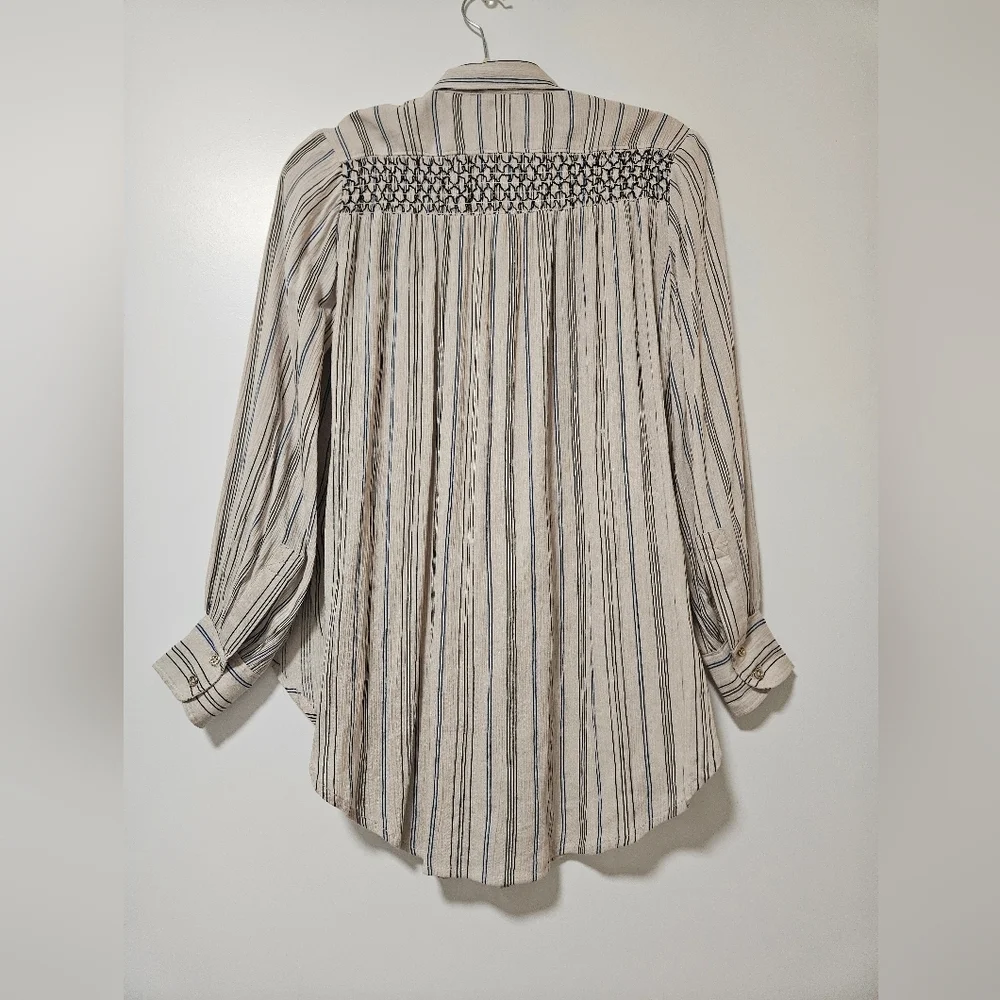 Floreat By Anthropologie Striped Nothfork Tunic Blouse - Picture 6 of 11